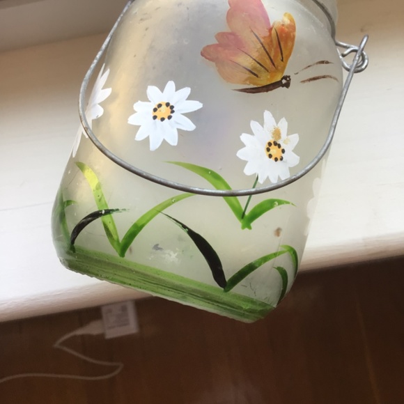 Hand painted Antique Mason Jar votive 4.5” h x 3.5” w - Picture 7 of 7